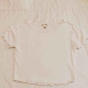 White Lettuce Edge Cropped Tee